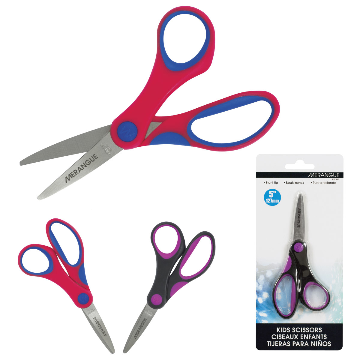 Enday Blunt Tip School Scissors Soft Comfort Grip Handles 5, Blue