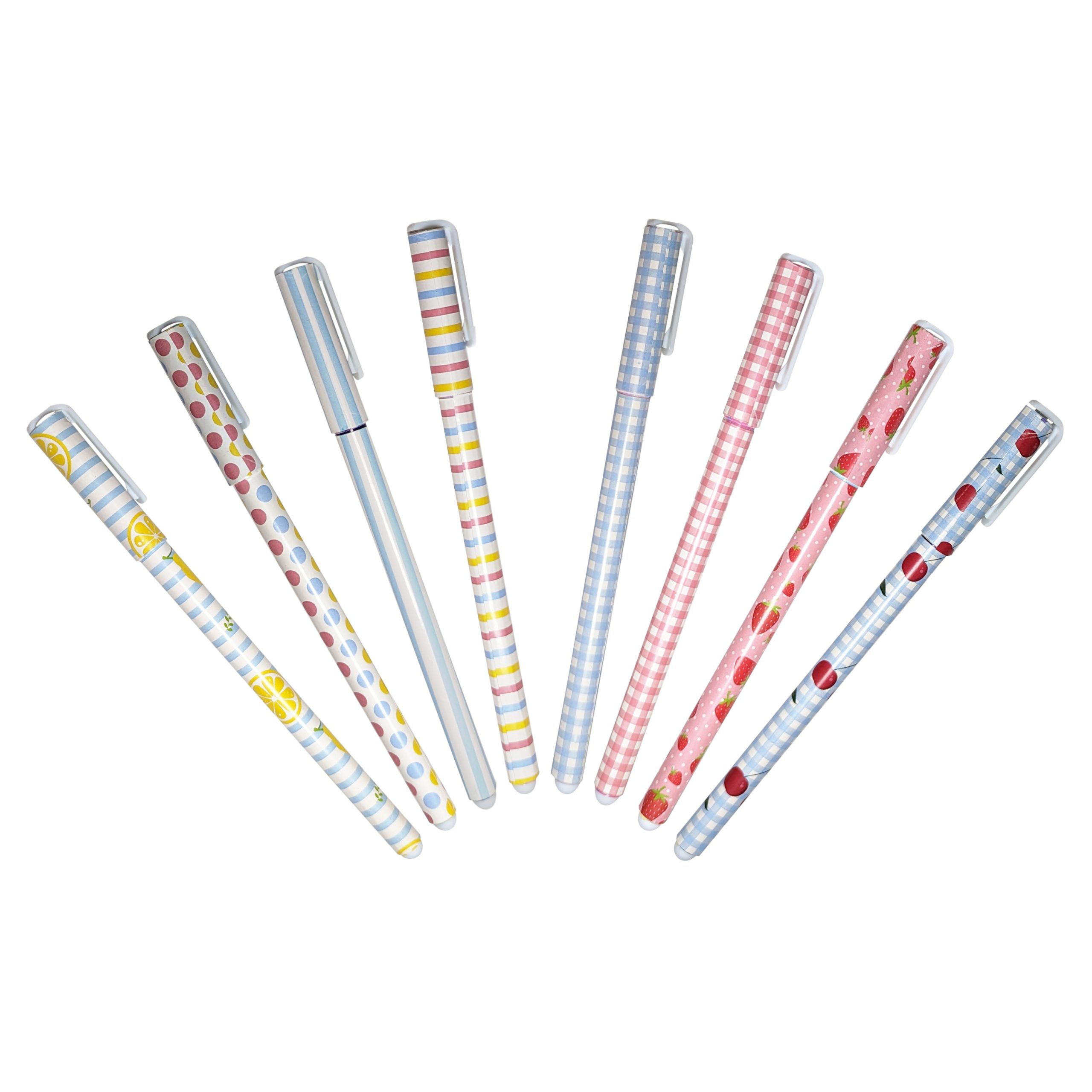Pens with Fruit Patterned Wrap, 8 Pack – Merangue