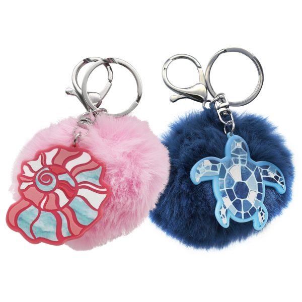 1007-4020-00-000 - Ocean Themed Pom Pom Puff Keychain