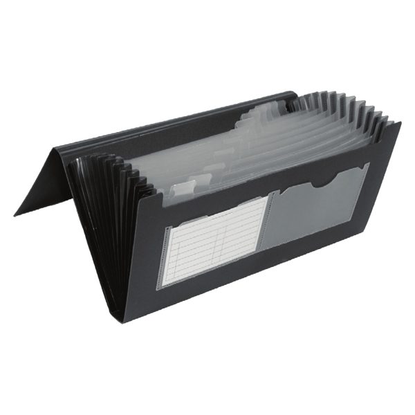 200-12-BK - Expanding Cheque Folder, 13 Pockets, Black