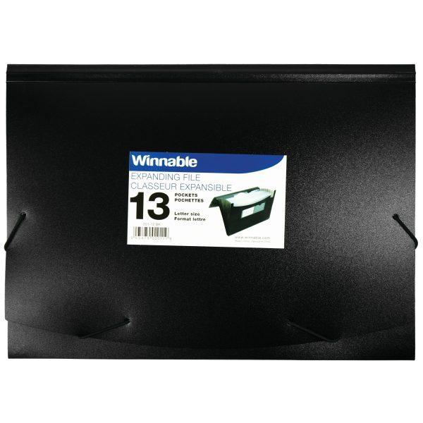 201-12-BK - Expanding Elastic File Folder, 13 Pockets, Black