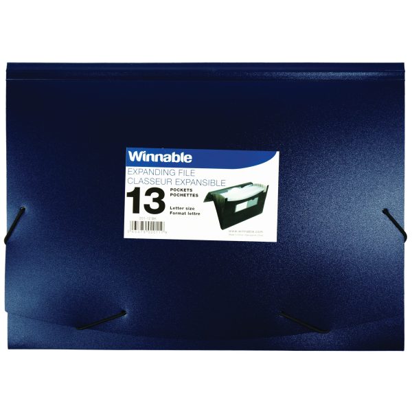 201-12-DB - Expanding Elastic File Folder, 13 Pockets, Dark Blue