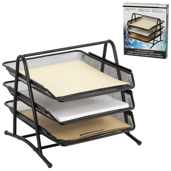 1025-6100-20-000 - Mesh 3-Tier Document Tray – Black