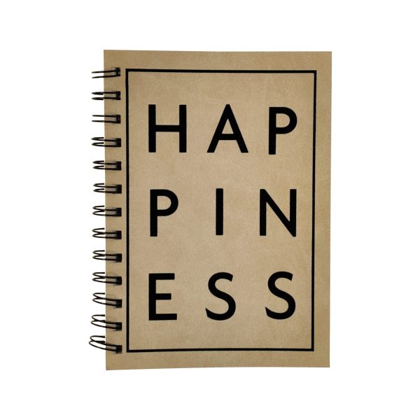 1028-2130-00-000 - 5x7 Spiral Soft PU Notebook – “Happiness” Design