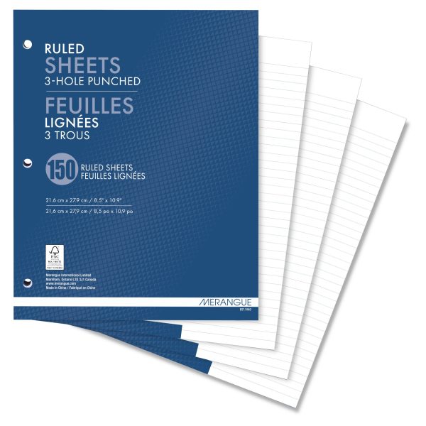 1038-3010-00-004 - 4-Pack Refill Paper – 150 Sheets per Pack, 3-Hole Punched