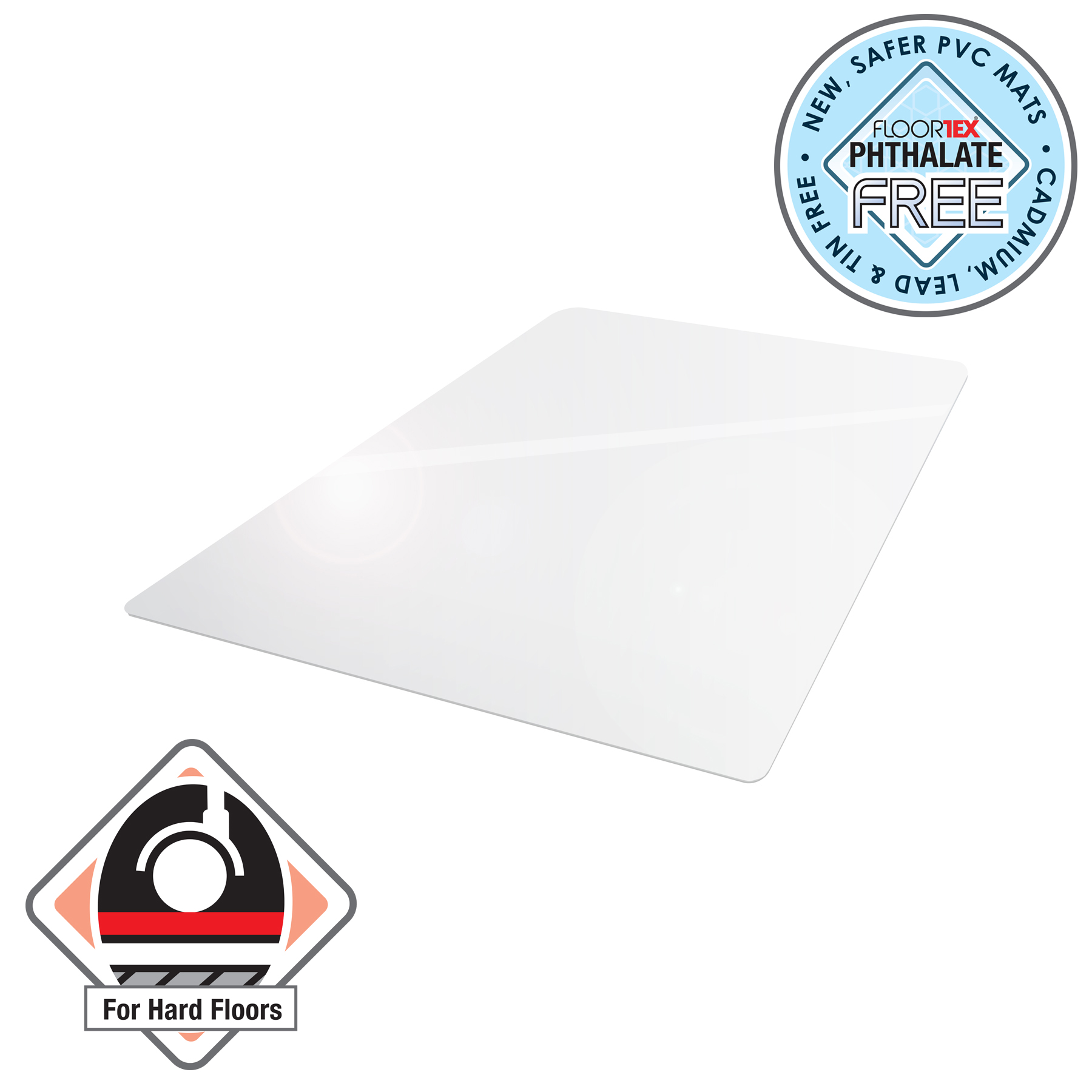 EXC129225EV – Floortex Vinyl Rectangular Chair Mat for Hard Floor – 36″ x 48″